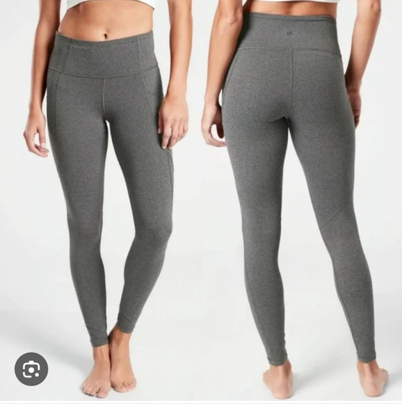 Athleta Pants - Athleta women's activewear leggings one pocket, full stretch, grey, size L.